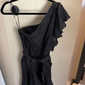 Banana Republic Black One-Shoulder Ruffle Dress